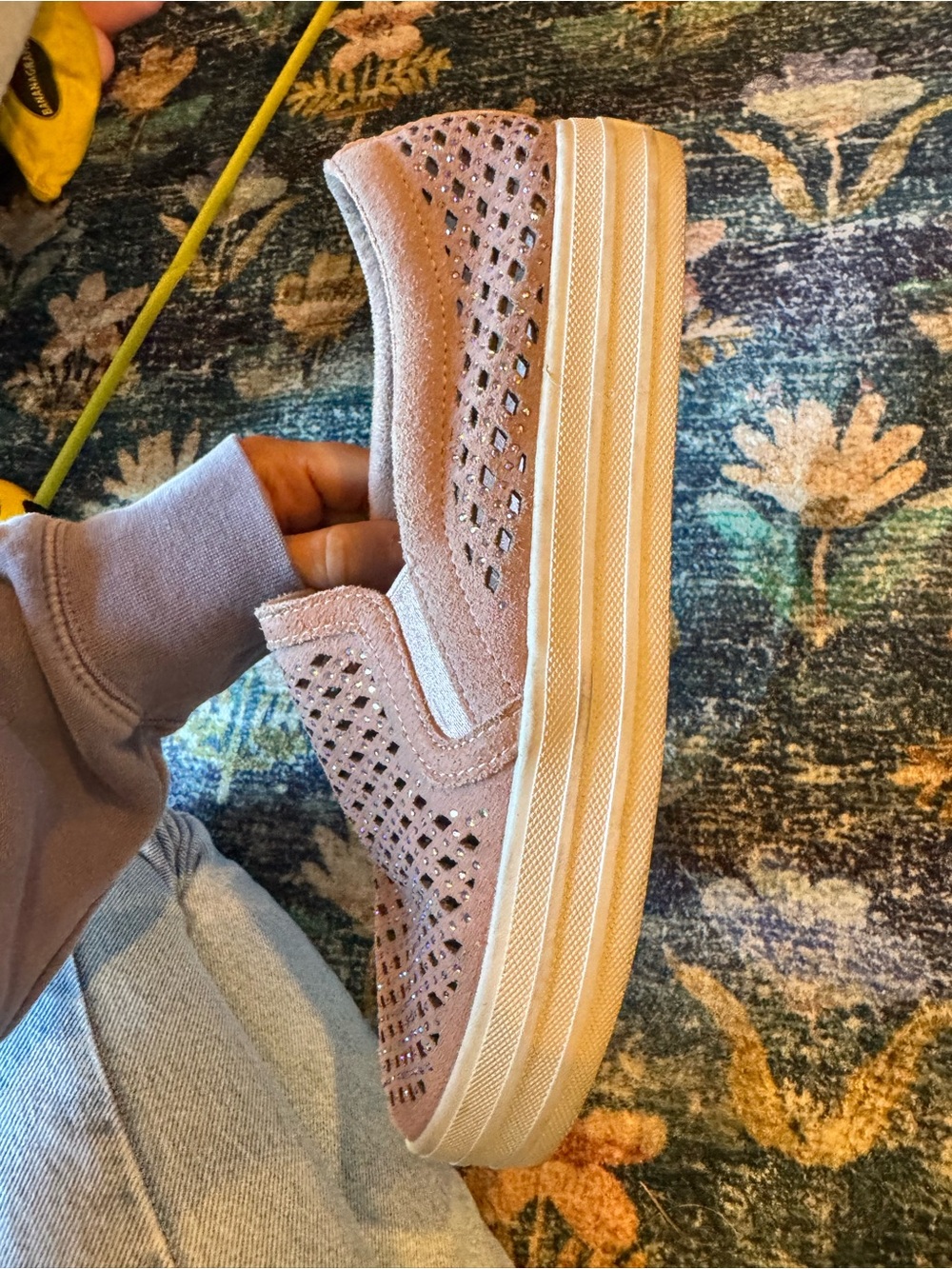 Skechers Slip-On Perforated Sparkle Flats in Blush Pink - Picture 3 of 7